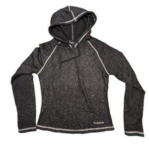 Bebe Sport Black Sparkle Hoodie Sweatshirt Size S – Y2K Athleisure Pullover
